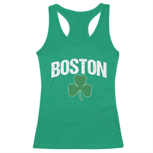 Boston Racerback Tank Top St Patricks Day Irish Green Shamrock Massachusetts TS10 Irish Green Print Your Wear