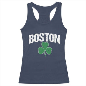 Boston Racerback Tank Top St Patricks Day Irish Green Shamrock Massachusetts TS10 Navy Print Your Wear