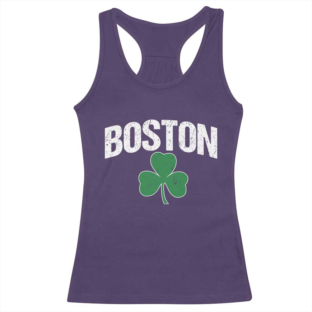 Boston Racerback Tank Top St Patricks Day Irish Green Shamrock Massachusetts TS10 Purple Print Your Wear
