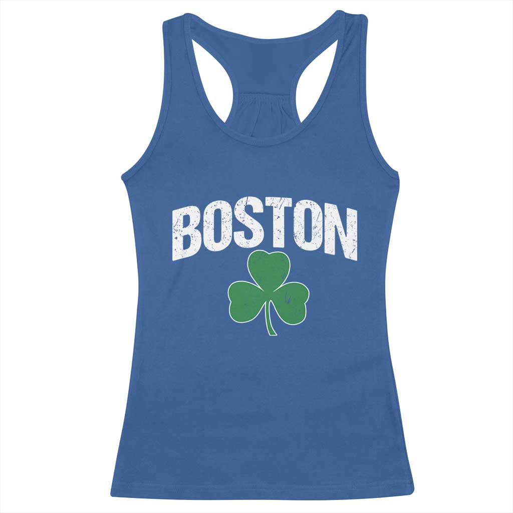 Boston Racerback Tank Top St Patricks Day Irish Green Shamrock Massachusetts TS10 Royal Blue Print Your Wear