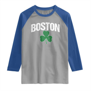 Boston Raglan Shirt St Patricks Day Irish Green Shamrock Massachusetts TS10 Sport Gray Royal Print Your Wear
