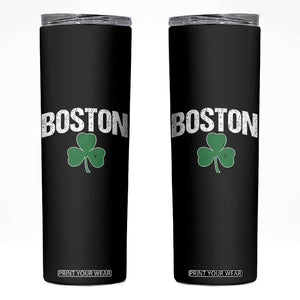 Boston Skinny Tumbler St Patricks Day Irish Green Shamrock Massachusetts TS10 Black Print Your Wear