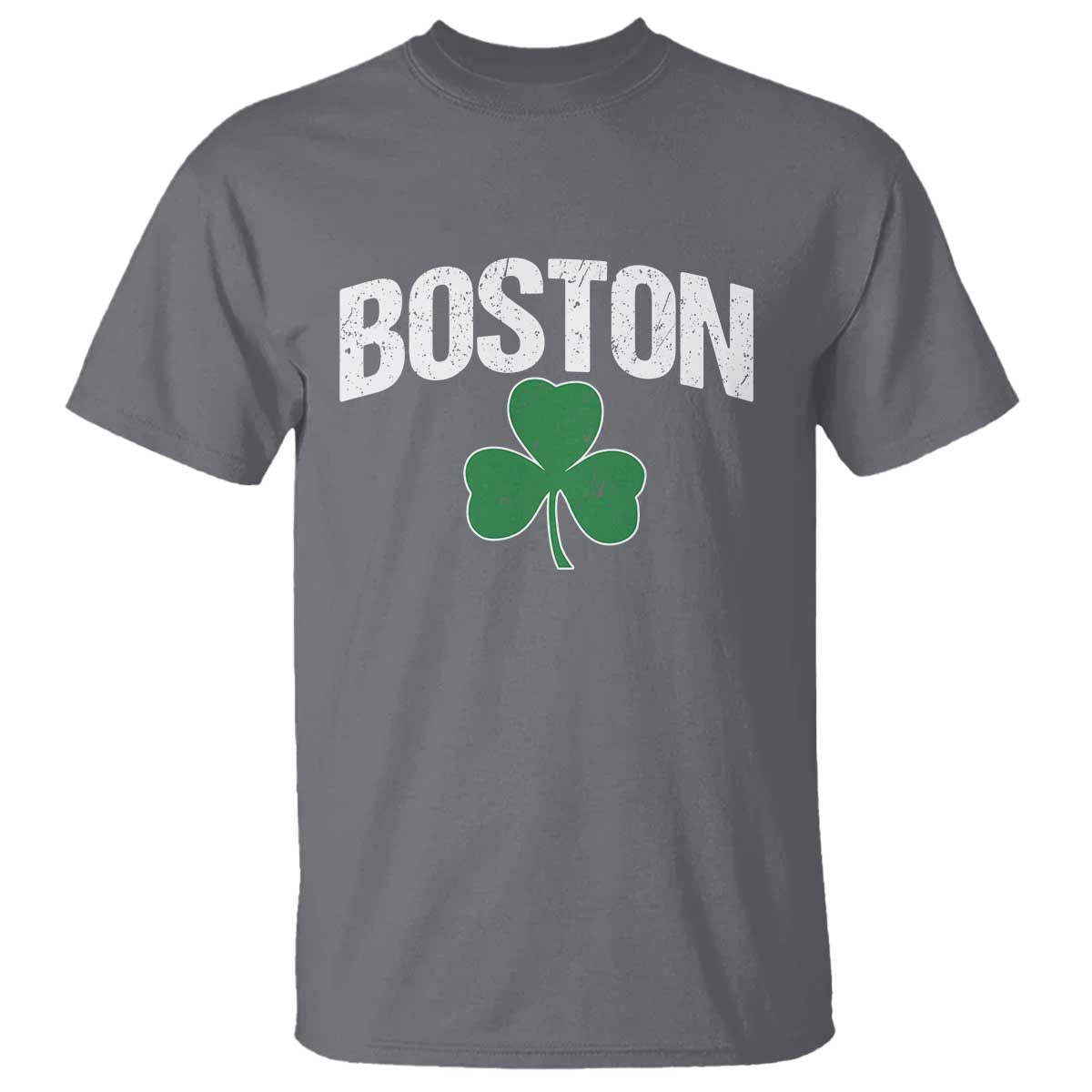 Boston T Shirt St Patricks Day Irish Green Shamrock Massachusetts TS10 Charcoal Print Your Wear