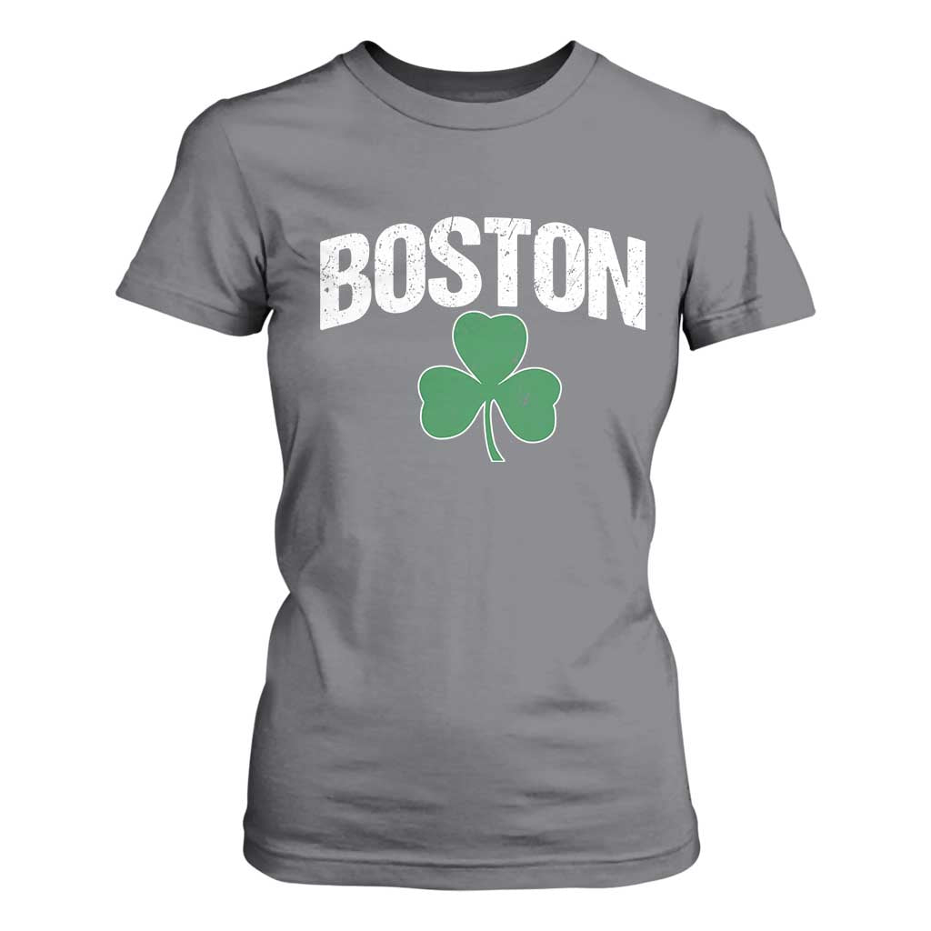 Boston T Shirt For Women St Patricks Day Irish Green Shamrock Massachusetts TS10 Charcoal Print Your Wear