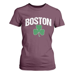 Boston T Shirt For Women St Patricks Day Irish Green Shamrock Massachusetts TS10 Maroon Print Your Wear
