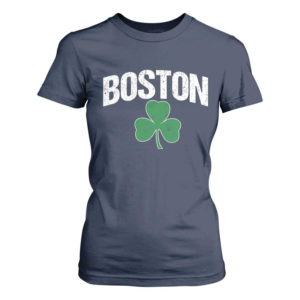 Boston T Shirt For Women St Patricks Day Irish Green Shamrock Massachusetts TS10 Navy Print Your Wear