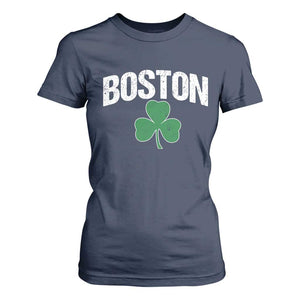 Boston T Shirt For Women St Patricks Day Irish Green Shamrock Massachusetts TS10 Navy Print Your Wear