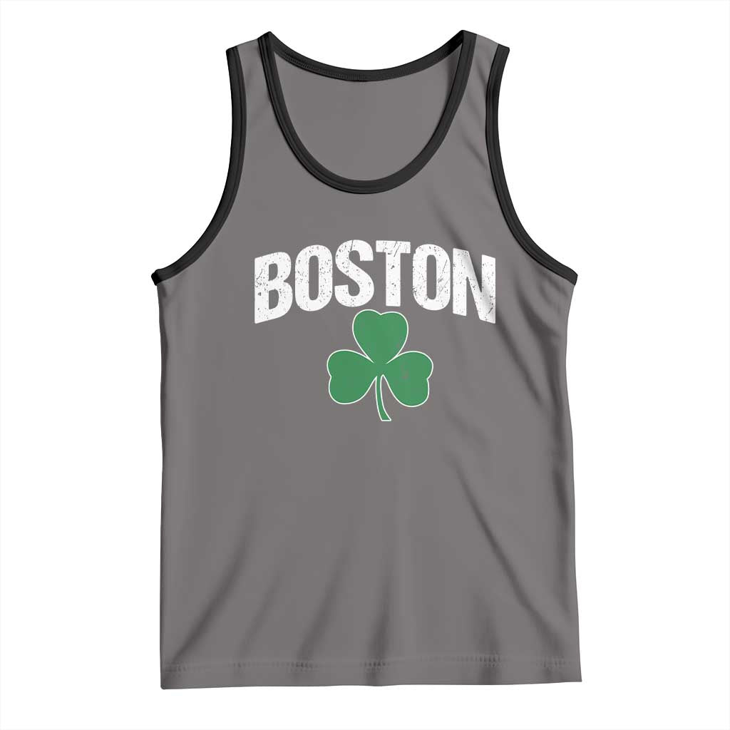 Boston Tank Top St Patricks Day Irish Green Shamrock Massachusetts TS10 Deep Heather Black Print Your Wear