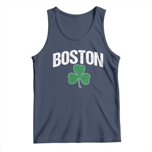 Boston Tank Top St Patricks Day Irish Green Shamrock Massachusetts TS10 Navy Print Your Wear