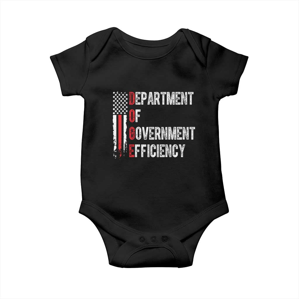 DOGE Department Of Government Efficiency Baby Onesie D.O.G.E. Partiotic US Flag TS10 Black Print Your Wear