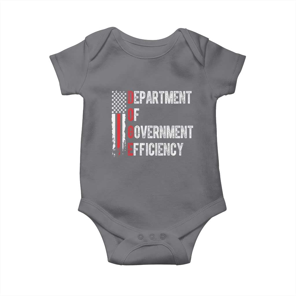 DOGE Department Of Government Efficiency Baby Onesie D.O.G.E. Partiotic US Flag TS10 Charcoal Print Your Wear