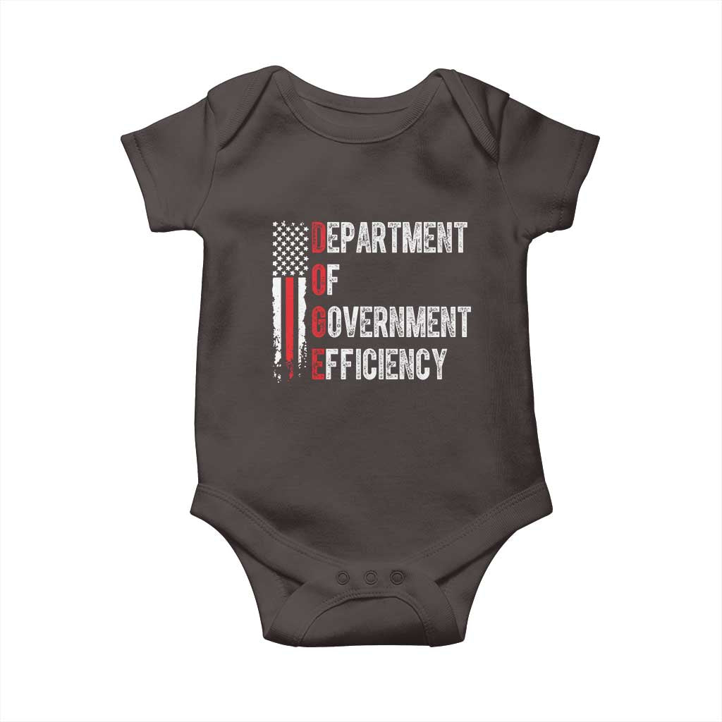 DOGE Department Of Government Efficiency Baby Onesie D.O.G.E. Partiotic US Flag TS10 Dark Chocolate Print Your Wear