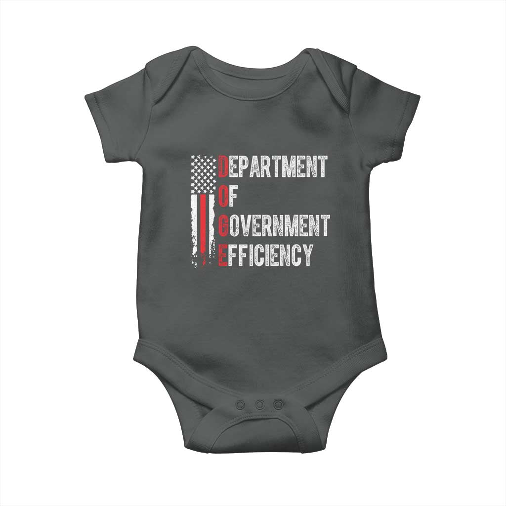 DOGE Department Of Government Efficiency Baby Onesie D.O.G.E. Partiotic US Flag TS10 Dark Heather Print Your Wear