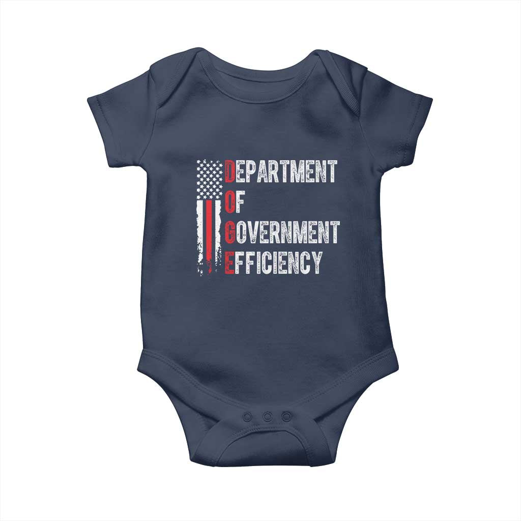 DOGE Department Of Government Efficiency Baby Onesie D.O.G.E. Partiotic US Flag TS10 Navy Print Your Wear
