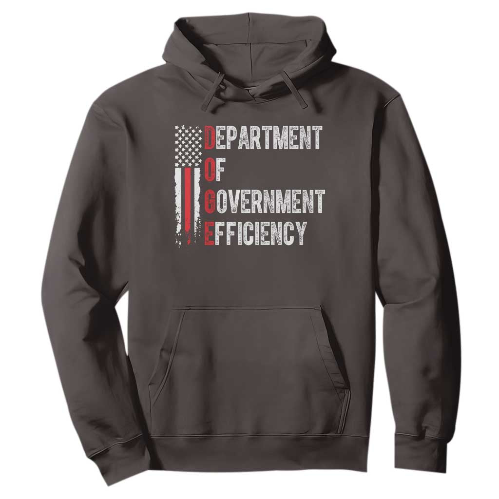 DOGE Department Of Government Efficiency Hoodie D.O.G.E. Partiotic US Flag TS10 Dark Chocolate Print Your Wear