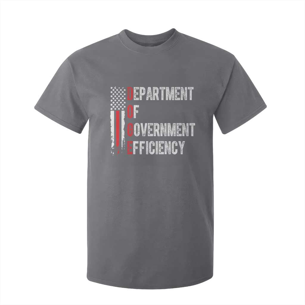 DOGE Department Of Government Efficiency T Shirt For Kid D.O.G.E. Partiotic US Flag TS10 Charcoal Print Your Wear