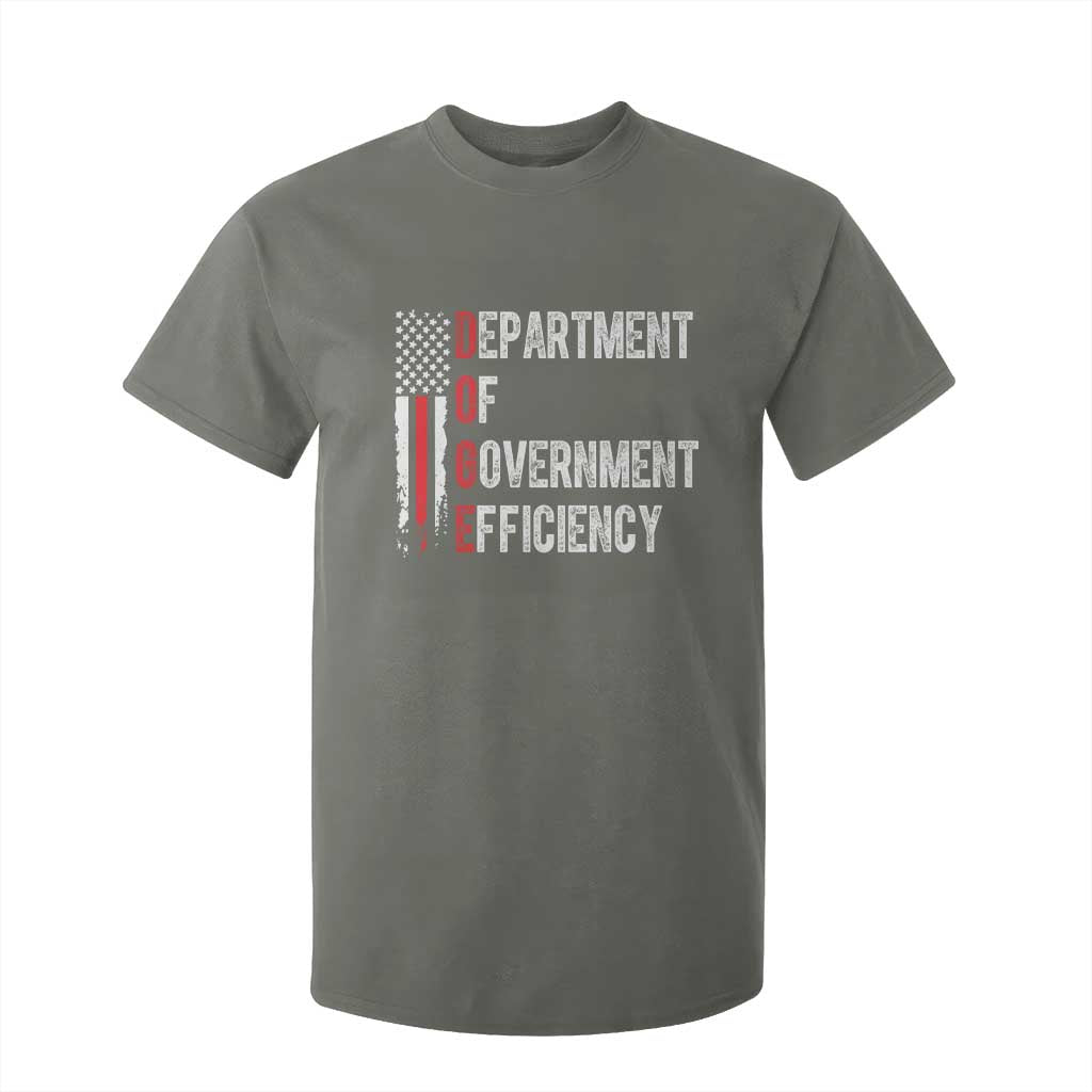 DOGE Department Of Government Efficiency T Shirt For Kid D.O.G.E. Partiotic US Flag TS10 Military Green Print Your Wear
