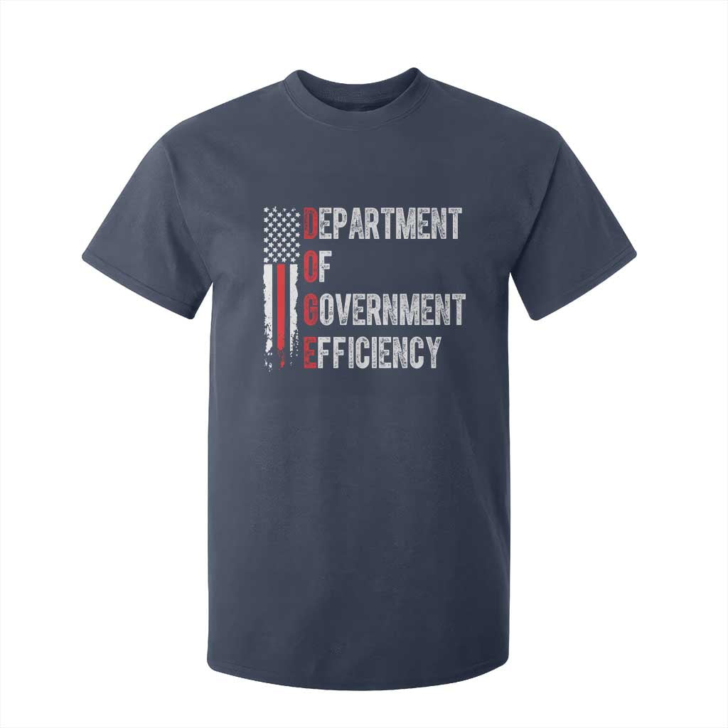 DOGE Department Of Government Efficiency T Shirt For Kid D.O.G.E. Partiotic US Flag TS10 Navy Print Your Wear