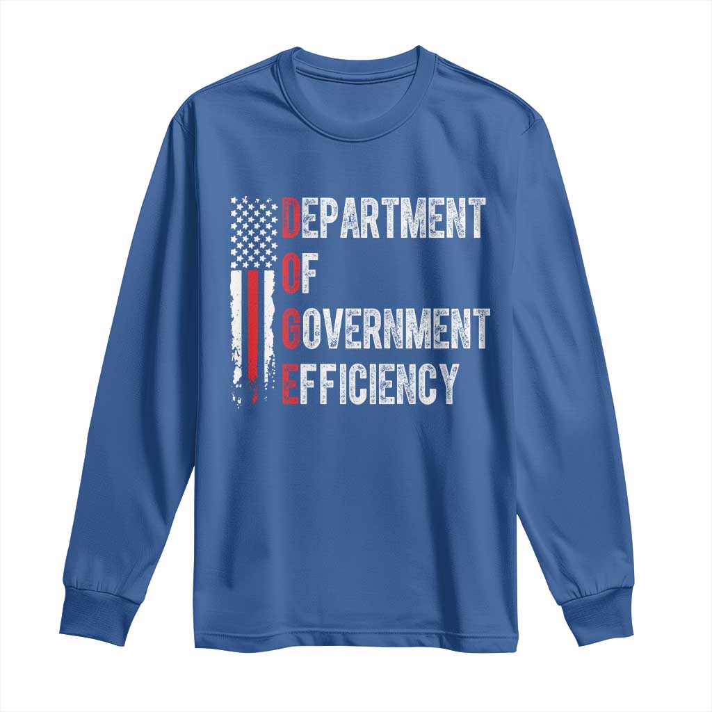 DOGE Department Of Government Efficiency Long Sleeve Shirt D.O.G.E. Partiotic US Flag TS10 Royal Blue Print Your Wear