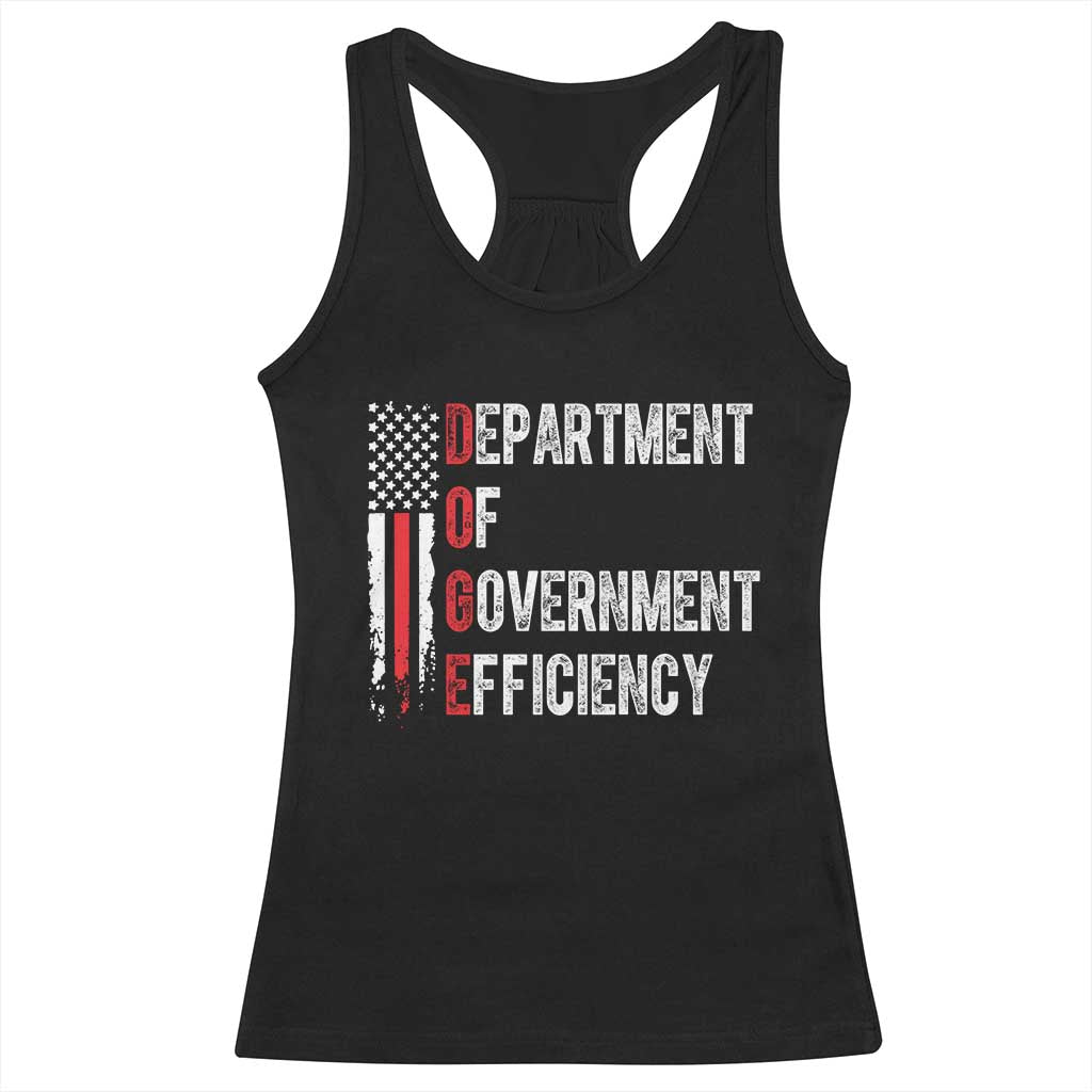 DOGE Department Of Government Efficiency Racerback Tank Top D.O.G.E. Partiotic US Flag TS10 Black Print Your Wear