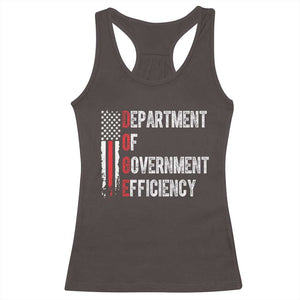 DOGE Department Of Government Efficiency Racerback Tank Top D.O.G.E. Partiotic US Flag TS10 Dark Chocolate Print Your Wear