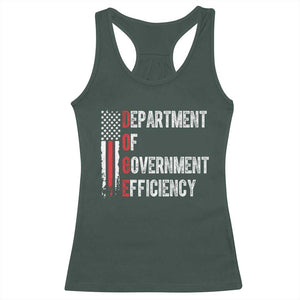 DOGE Department Of Government Efficiency Racerback Tank Top D.O.G.E. Partiotic US Flag TS10 Dark Forest Green Print Your Wear