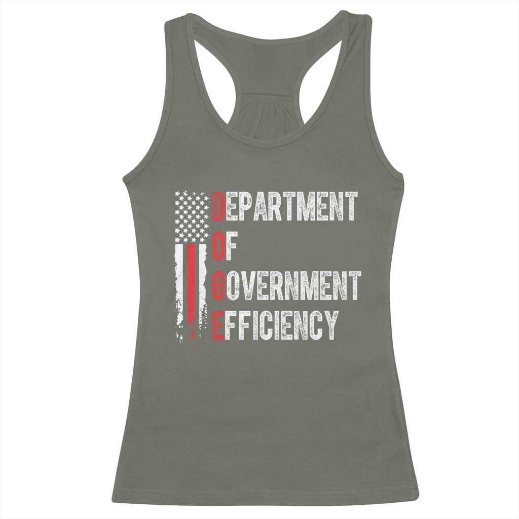 DOGE Department Of Government Efficiency Racerback Tank Top D.O.G.E. Partiotic US Flag TS10 Military Green Print Your Wear