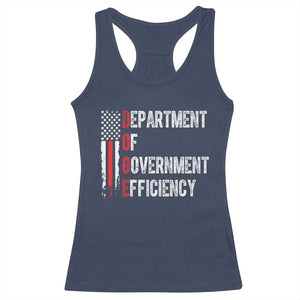 DOGE Department Of Government Efficiency Racerback Tank Top D.O.G.E. Partiotic US Flag TS10 Navy Print Your Wear