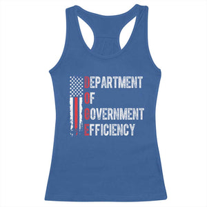 DOGE Department Of Government Efficiency Racerback Tank Top D.O.G.E. Partiotic US Flag TS10 Royal Blue Print Your Wear