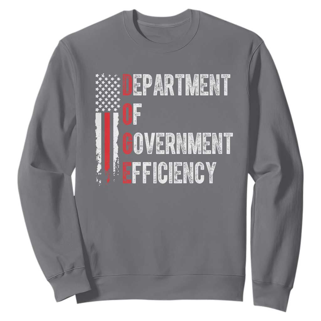 DOGE Department Of Government Efficiency Sweatshirt D.O.G.E. Partiotic US Flag TS10 Charcoal Print Your Wear