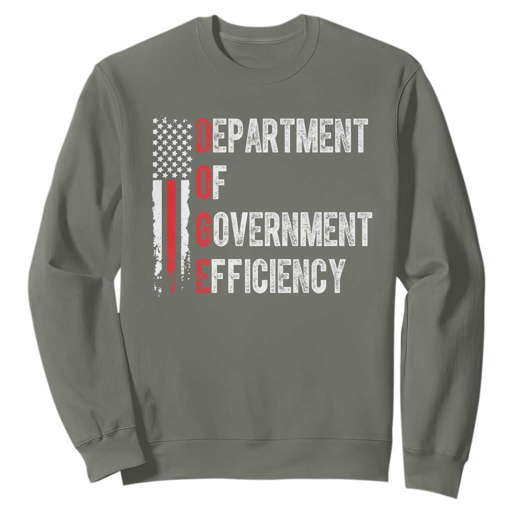 DOGE Department Of Government Efficiency Sweatshirt D.O.G.E. Partiotic US Flag TS10 Military Green Print Your Wear