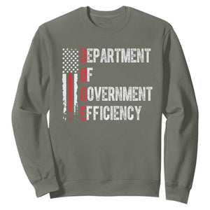 DOGE Department Of Government Efficiency Sweatshirt D.O.G.E. Partiotic US Flag TS10 Military Green Print Your Wear