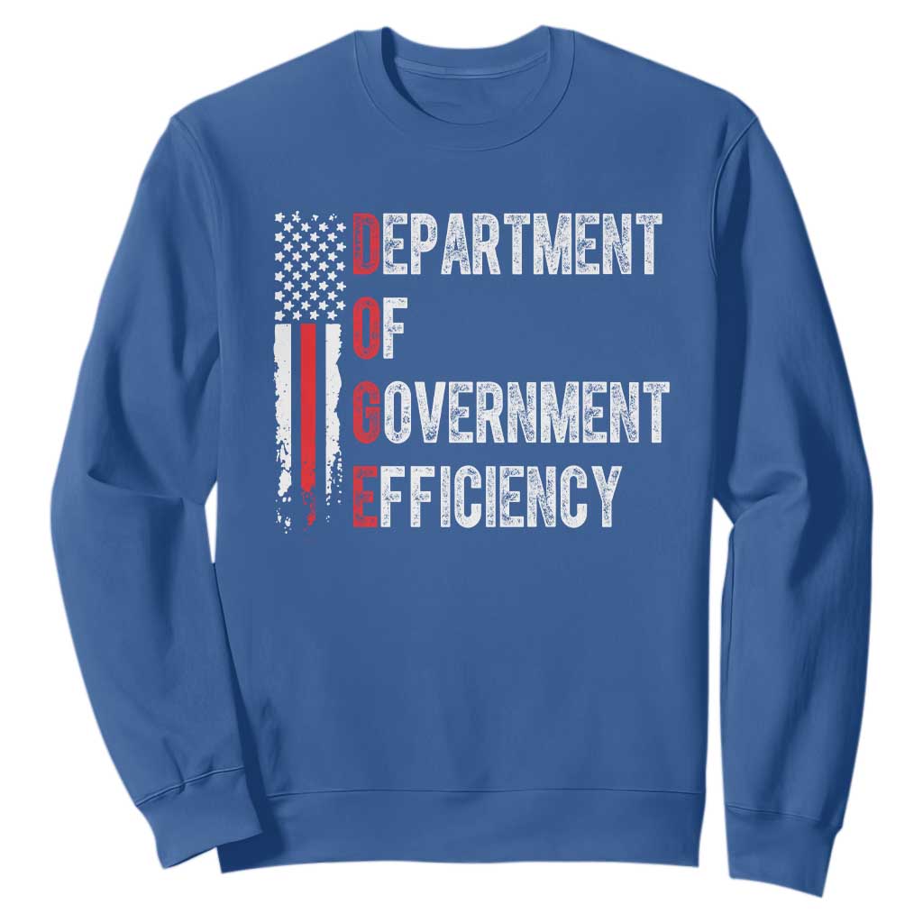 DOGE Department Of Government Efficiency Sweatshirt D.O.G.E. Partiotic US Flag TS10 Royal Blue Print Your Wear