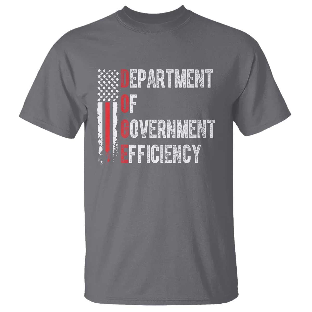 DOGE Department Of Government Efficiency T Shirt D.O.G.E. Partiotic US Flag TS10 Charcoal Print Your Wear
