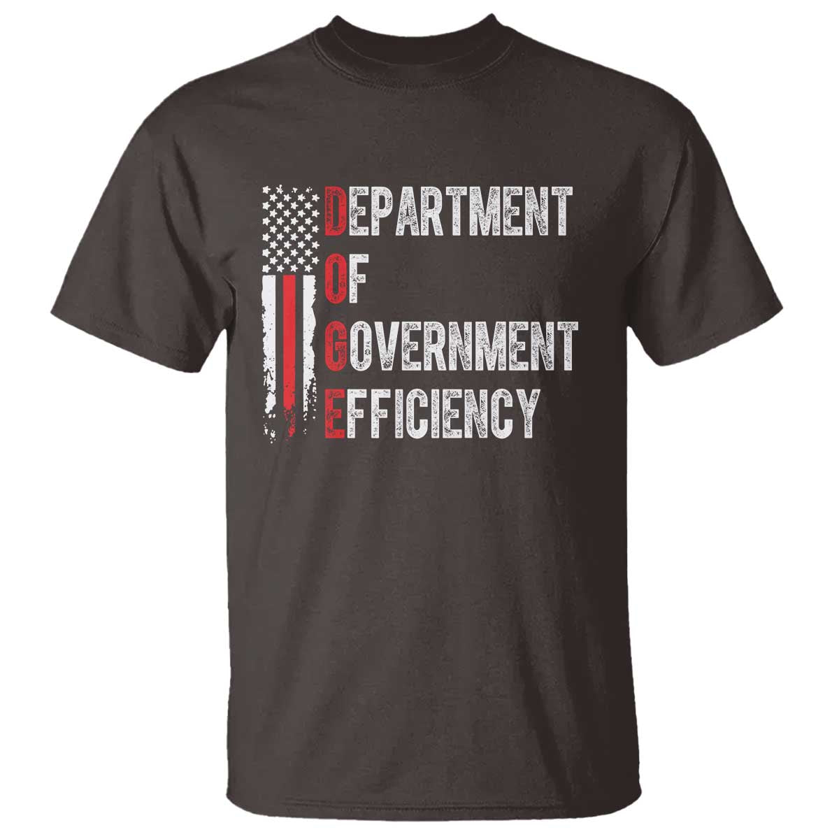 DOGE Department Of Government Efficiency T Shirt D.O.G.E. Partiotic US Flag TS10 Dark Chocolate Print Your Wear