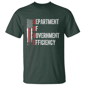 DOGE Department Of Government Efficiency T Shirt D.O.G.E. Partiotic US Flag TS10 Dark Forest Green Print Your Wear