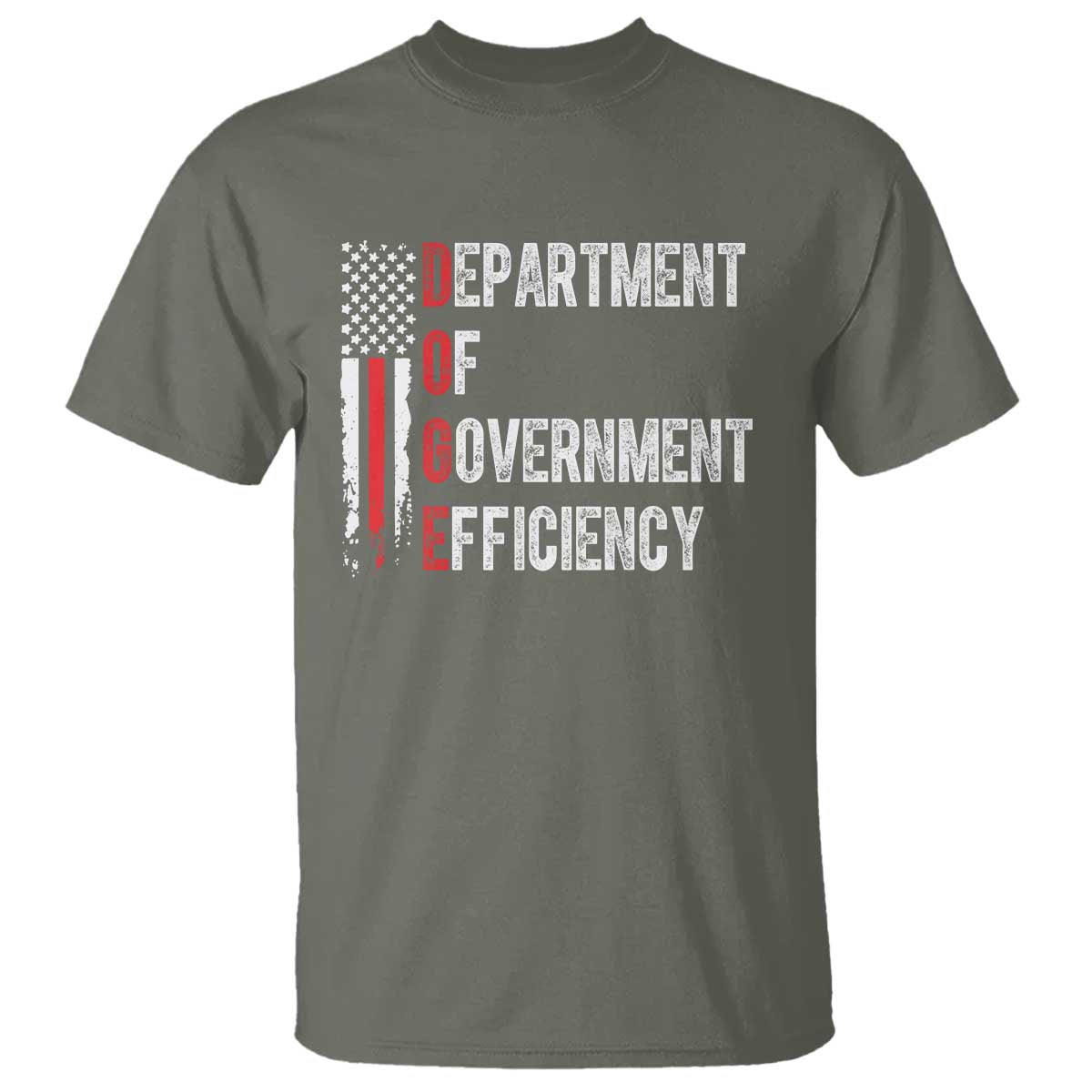 DOGE Department Of Government Efficiency T Shirt D.O.G.E. Partiotic US Flag TS10 Military Green Print Your Wear