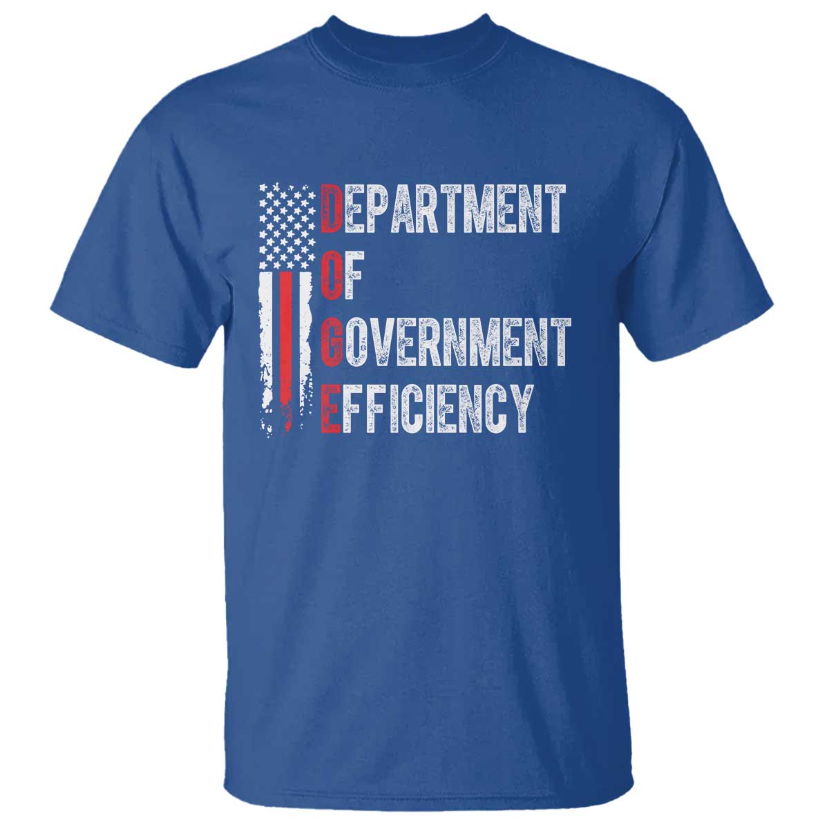 DOGE Department Of Government Efficiency T Shirt D.O.G.E. Partiotic US Flag TS10 Royal Blue Print Your Wear