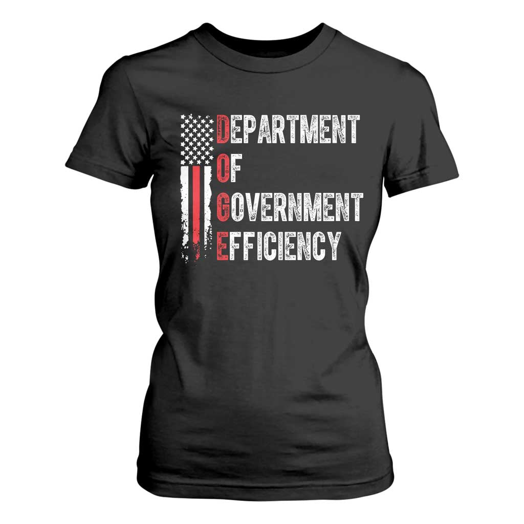 DOGE Department Of Government Efficiency T Shirt For Women D.O.G.E. Partiotic US Flag TS10 Black Print Your Wear