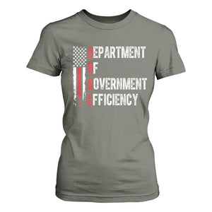 DOGE Department Of Government Efficiency T Shirt For Women D.O.G.E. Partiotic US Flag TS10 Military Green Print Your Wear