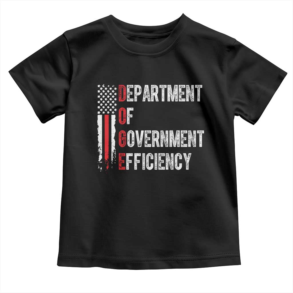 DOGE Department Of Government Efficiency Toddler T Shirt D.O.G.E. Partiotic US Flag TS10 Black Print Your Wear
