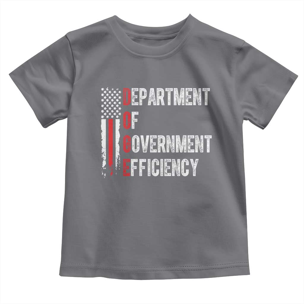 DOGE Department Of Government Efficiency Toddler T Shirt D.O.G.E. Partiotic US Flag TS10 Charcoal Print Your Wear