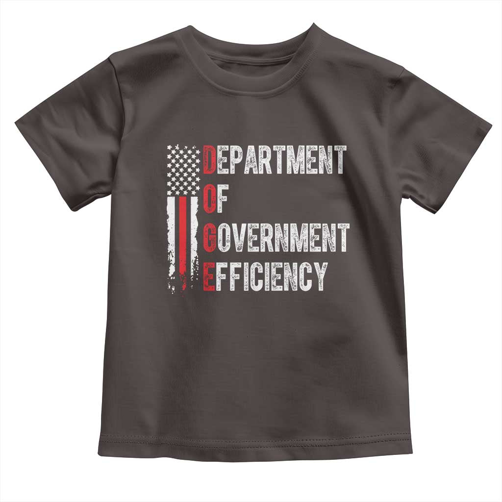 DOGE Department Of Government Efficiency Toddler T Shirt D.O.G.E. Partiotic US Flag TS10 Dark Chocolate Print Your Wear
