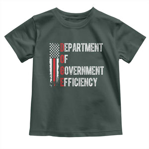 DOGE Department Of Government Efficiency Toddler T Shirt D.O.G.E. Partiotic US Flag TS10 Dark Forest Green Print Your Wear