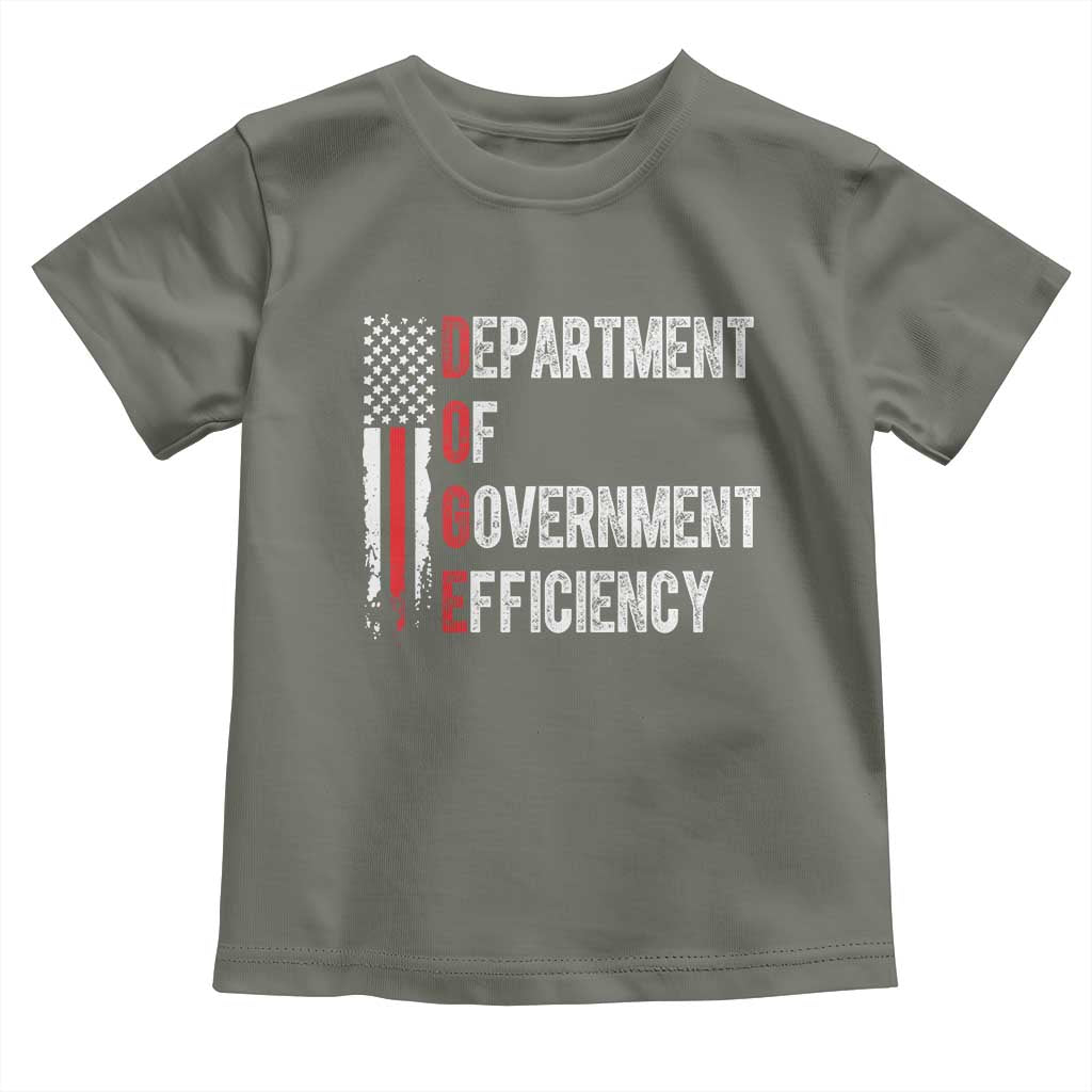 DOGE Department Of Government Efficiency Toddler T Shirt D.O.G.E. Partiotic US Flag TS10 Military Green Print Your Wear