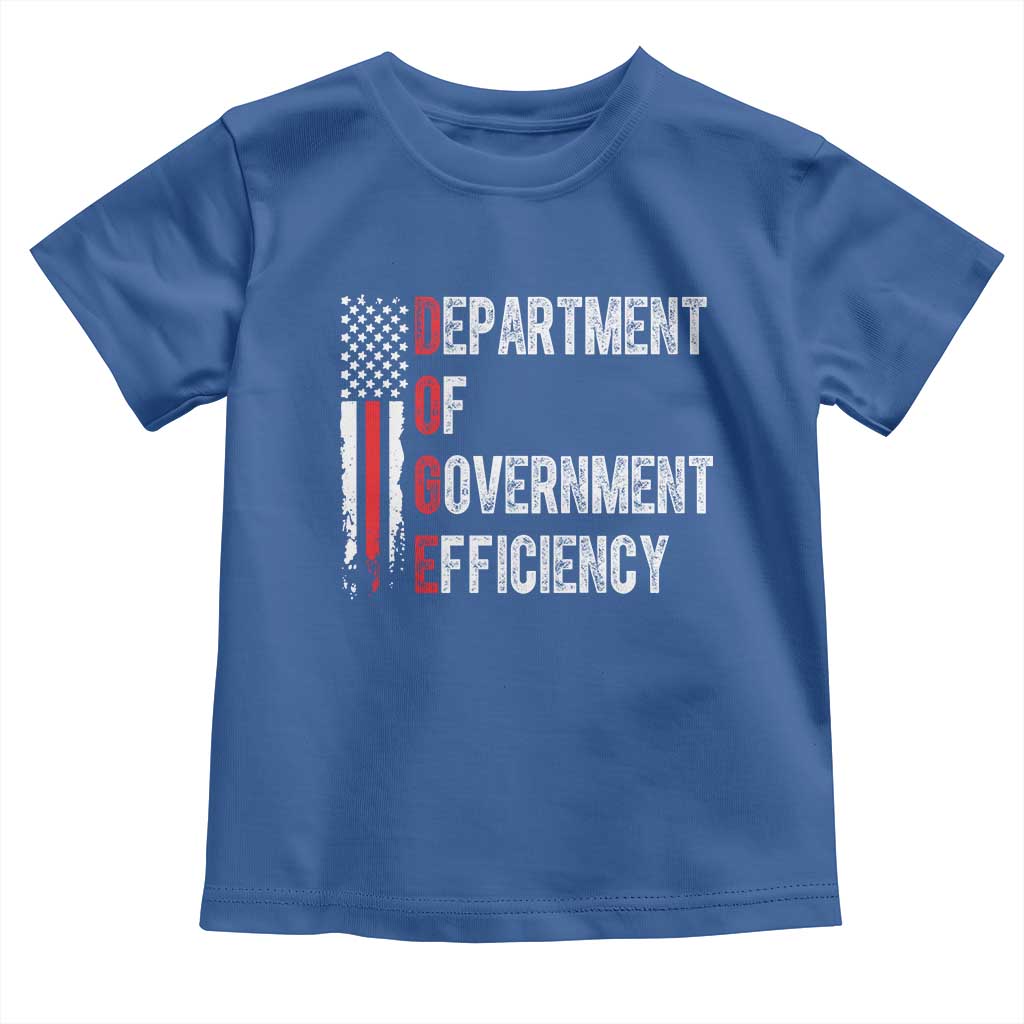 DOGE Department Of Government Efficiency Toddler T Shirt D.O.G.E. Partiotic US Flag TS10 Royal Blue Print Your Wear