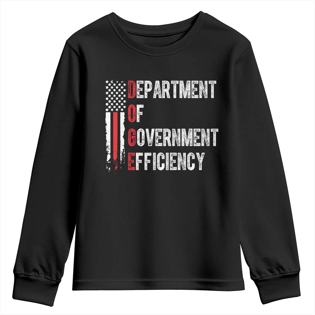 DOGE Department Of Government Efficiency Youth Sweatshirt D.O.G.E. Partiotic US Flag TS10 Black Print Your Wear