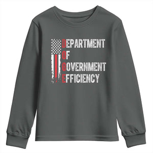 DOGE Department Of Government Efficiency Youth Sweatshirt D.O.G.E. Partiotic US Flag TS10 Dark Heather Print Your Wear