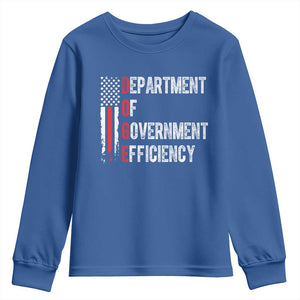 DOGE Department Of Government Efficiency Youth Sweatshirt D.O.G.E. Partiotic US Flag TS10 Royal Blue Print Your Wear