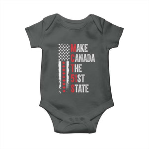 Funny Trump Make Canada 51st State Baby Onesie TS10 Dark Heather Print Your Wear